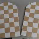 Boho Bookends Walnut Wood Beige Checkered Bookends for Shelves, Heavy Duty L-Shape Decorative Book Ends with Non-Slip Base, Boho Aesthetic Desk Decor for Organizing Book Home Decor