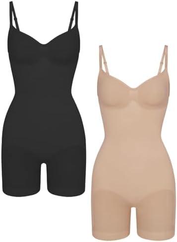 EUYZOU Shapewear Bodysuit for Women Tummy Control Seamless Sculpting Body Shaper Top, XS/S