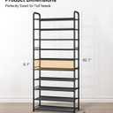 STO STO 10-Tier Shoe Rack with Sturdy Mesh Shelves, Tall Metal Shoe Organizer for Entryway, Closet, Garage, Front Door, Holds 30 Pairs, Free Standing Large Shoe Storage Shelf, Adjustable Feet, Black, 10-Tier Standard