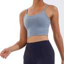 Women's Strappy Stretch Sports Bra Longline Yoga Tank Top Fitness Bra Workout Camisole Crop Tops for Teen Girl (XXL)