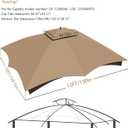 10x12 Replacement Canopy Top for Lowe's Allen Roth 10' x 12' Gazebo Heavy Duty Gazebo Roof Waterproof Gazebo Top with Air Vent Double Tier 10x12 Gazebo Cover