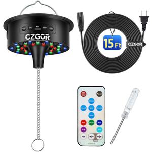 Disco Ball Motor with Remote, 0-15RPM Adjustable Speed Rotating Disco Ball Spinner, 30 RGB LEDs, 15ft Power Cable, Support 4''~16'' Mirror Balls, for DJ Party Home Bands Christmas Wedding Camping