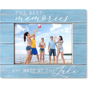 Lake Picture Frame 5x7, Gifts for Lakes Lovers, Lakes House Decor for the Home, the Best Memories Are Made at the Lake Picture Photo Frames for Tabletop Desk Decor