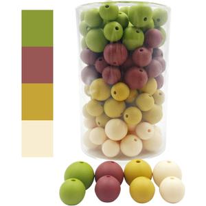 Silicone Loose Beads 12mm 15mm Mix 80pc DIY Beads for Jewelry Keychain Making (Colo 3)