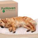 Furhaven Orthopedic Dog Bed for Large Dogs w/ Removable Washable Cover, For Dogs Up to 75 lbs - Ultra Plush Faux Fur & Suede Luxe Lounger Contour Mattress - Cream, Jumbo/XL