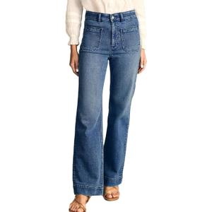 Astylish Women's Wide Leg Jeans High Waisted Stretchy Straight Leg Jeans Loose Trendy Denim Pants with Pocket (Blue, M)