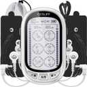 Dual Channel TENS EMS Unit Large Screen 24 Modes 36 Levels Intensity Muscle Stimulator, Rechargeable Electric Pulse Massager TENS Machine for Lower Back Neck Shoulder Pain Relief with 10 Pads (Silver)