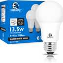 E ENERGETIC LIGHTING LED Light Bulbs 100 Watt Equivalent, Warm White 3000K, 1600LM Super Bright, Non-Dimmable A19 LED Light Bulbs, E26 Standard Base, ETL Listed, 6 Packs