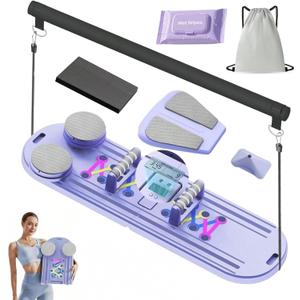 Pnknose Pilates Board-Pilates Reformer Set 6 in 1 Multifunctional Abdominal Pilates Board for Home Workout Equipment, Foldable Pilates Portable Reformer Machine, Ab Board Trainer for Women