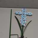 Solar Cross Garden Stake Outdoor Lights, 40 Inch Solar Powered Cross Lights Stake with 24 LED Decorative Flower Lights for Remembrance Gifts