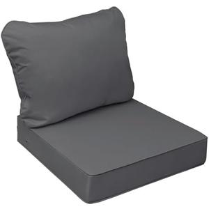 AAAAAcessories Outdoor Seat Cushions for Chairs, Fade-Resistant, Waterproof Patio Furniture Replacement Cushions, 22" x 24" x 5" + 22" x 19", Dark Gray