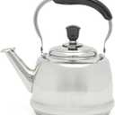 Martha Stewart Kingstree Large 2 Qt Stainless Steel Tea Kettle  Heavy Gauge Durable Whistling Tea Kettle for Stove Top, Easy Pour, Classic Design