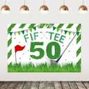 Golf 50th Birthday Party Decorations Men, 5 x 3 ft Fif Tee Golf Party Backdrop Banner Background Sports Themed Backdrop Men Women 50 Years Old Birthday Decor Outdoor Indoor