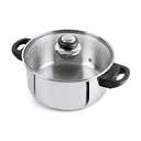 GoodCookSteelox Induction Compatibe Stainless Steel Casserole/Handi 3 LTR with Glass Lid