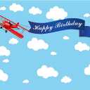 Baocicco 7x5ft Happy Birthday Red Plane Backdrop Cartoon Plan Blue Sky White Cloud Happy Birthday Photography Background Birthday Party Backdrop Boy Girl Photo Portraits Studio Video Props Booth