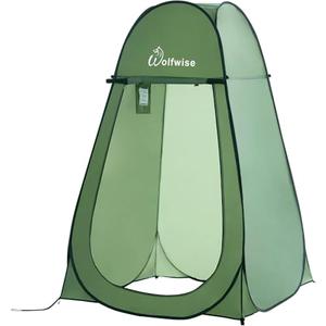 WolfWise Portable Pop Up Privacy Shower Tent, Spacious Changing Room, Dressing Room, Sun Sunshade Canopy Outdoor Rain Shelter, Backpack Privacy Shelters for Camping, Hiking, Beach, Toilet, Green
