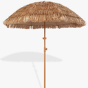 6.5ft Hula Tahtched Tiki Patio Umbrella, Beach Umbrella Hawaiian Style with Hanging Hook and Tilt Design, 8 Ribs with Carry Bag for Outdoor Tiki Bar, Tropical Palapa, Garden, Pool, Natural