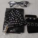 Zhanmai 1950's Costume Accessories for Women 50s Scarf Polka Dot Headband Earring Cat Eye Glasses Waistband (Black)