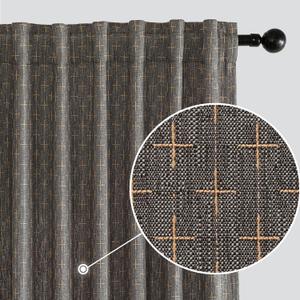 MIULEE Decorative Back Tab Linen Curtains with Geometric Pattern for Living Room Bedroom Farmhouse Rustic Thick Woven Textured Patterned Mudcloth Drapes 90 Inch Long 2 Panels Set, Dark Grey