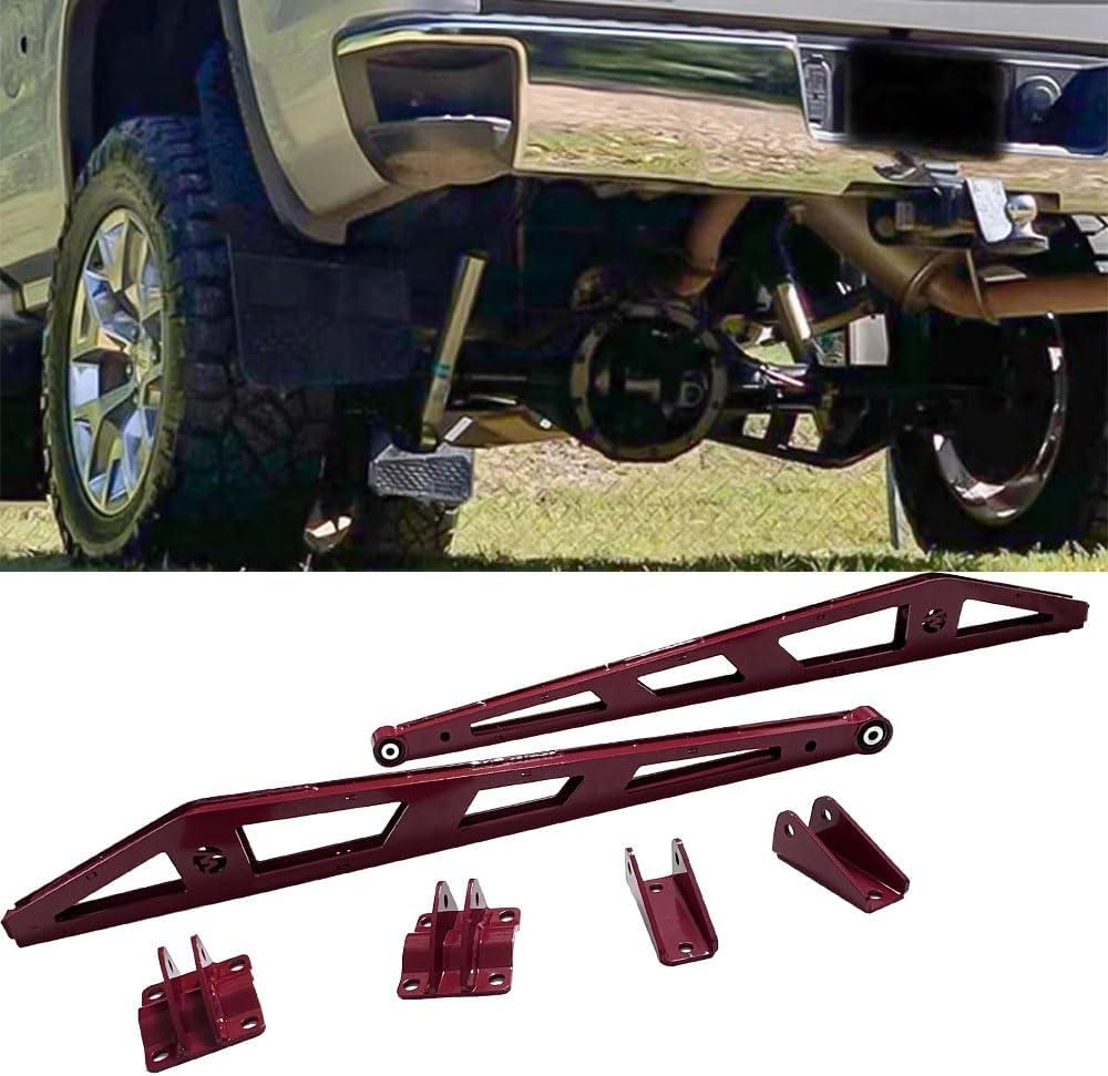 Traction Bar Kit for 0-7.5" Lift: Fits Chevrolet Silverado 1500 2007-2018 4WD/2WD, GMC Sierra 1500 2007-2016 4WD/2WD (red)