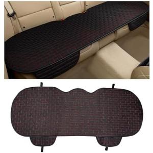 KVAEY Linen Back Car Seat Cover, Anti-Slip Long Bottom Rear Seat Cover Protector with Storage Pockets, Breathable Linen Rear Bench Seat Protector Cushion Pad for Most Vehicles (Black & Red, Back)