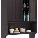 Smuxee Brown Wall Cabinet with Towel Bar - Medicine Cabinet with Adjustable Shelves, Over Toilet Cabinet for Laundry Room Kitchen, Big