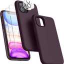 2 x for Purple iPhone 11 Case with Screen Protector,Purple Silicone Phone Case for iPhone 11 i Phone 11 Cases with Camera Cover,Slim Funda para Covers iPhone11 Phone Case for Women.(Dark Purple)