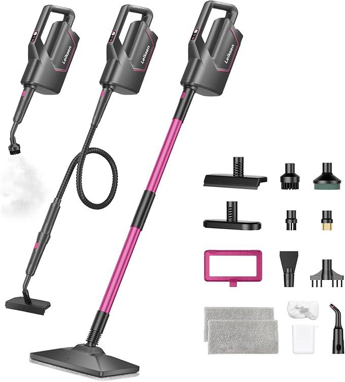 Steam Mop, 12-in-1 Powerful Handheld Steam Cleaner, 260°F Floor Steamer, 440ml Large Tank, 23FT Power Cord, Flexible Hose, 3-Level Control, Multi-Purpose for Hardwood, Tile, Grout, Windows