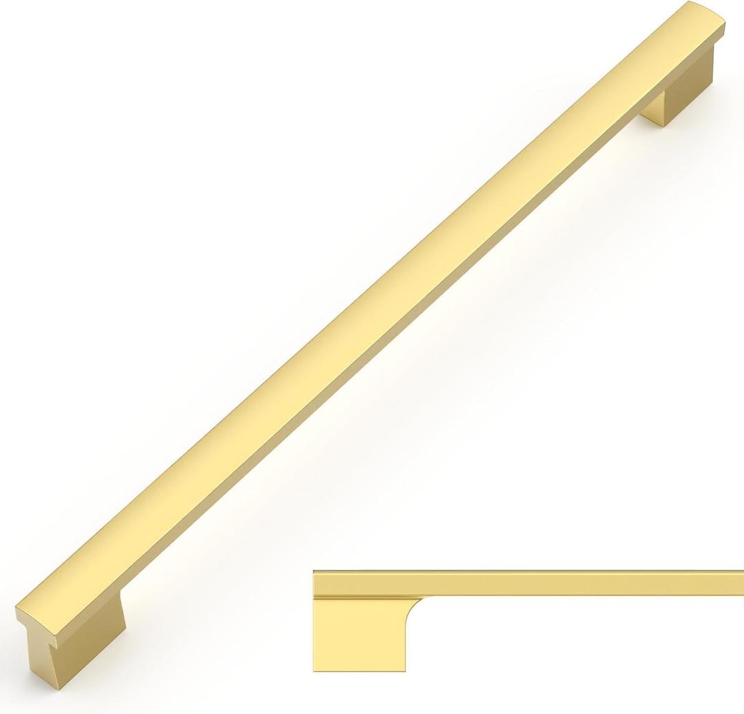 Amerdeco 6 Pack Brushed Gold Cabinet Pulls 12.5 Inch(320MM) Hole Centers Kitchen Cabinet Handles Hardware for Cabinets Cupboard Handles Drawer Pulls ZH0026