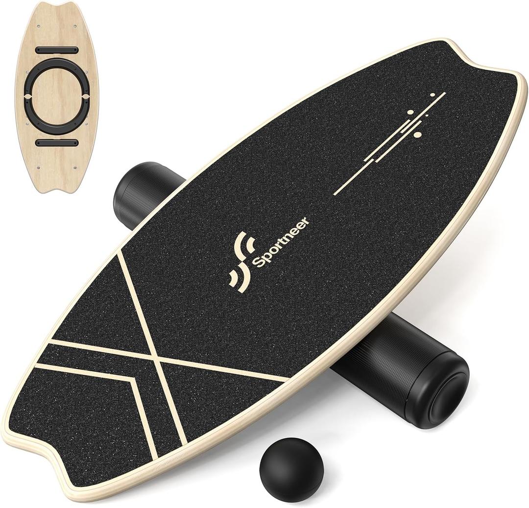 Sportneer Balance Board - 7 Modes Wobble Board with Adjustable Stoppers - Exercise Balancing Stability Trainer for Improve Balance, Surf Trainer & Physical Therapy - Roller and 2.8'' Ball Included