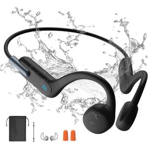 Bone Conduction Headphones Swimming, Underwater Headphones for Swimming, Built-in 32G Memory IPX8 Waterproof, Wireless Bluetooth 5.3 Open Ear Headphones for Running, Cycling, Swimming