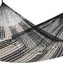 Sunnydaze Handwoven XXL Thick Cord Mayan Double Hammock for Outside - 625-Pound Capacity Heavy-Duty Outdoor Hammock - Black/Natural