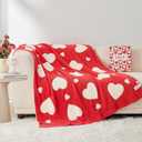 Snuggle Sac Throw Blanket Red Heart, Knitted Super Soft Cozy Blankets, Gifts for Her, Microfiber Heart Throws for Couch, Heart Love, 50x60 inches