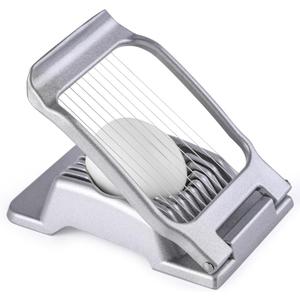 Egg Slicer for Hard Boiled Eggs, Stainless Steel Wire, Heavy Duty Aluminum Egg Cutter Dishwasher Safe for Egg Strawberry Soft Fruit (Silver)