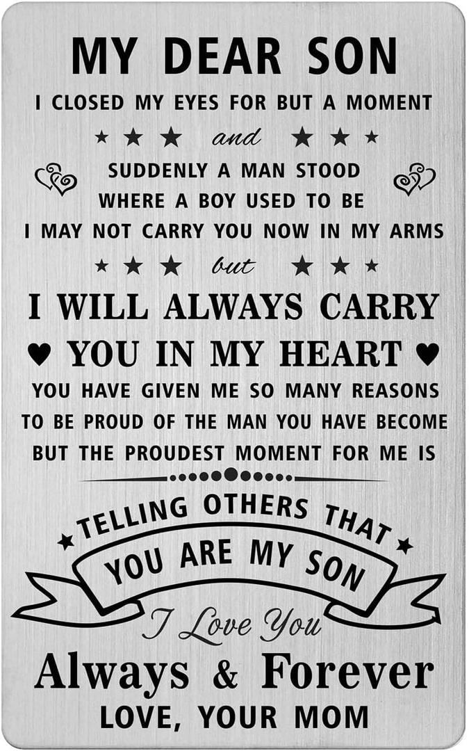 2 x Son Christmas Card Gifts - Son Birthday Card - Sons Christmas Birthday Graduation Wallet Cards Gifts