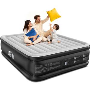 Airefina Air Mattress Queen with Built in Pump, Comfort Inflatable Blow up Mattress, Upgraded Vertical Beams Air Bed for Guest Home Use, Self Inflatable/Deflation in 3 Mins, Colchon Inflable