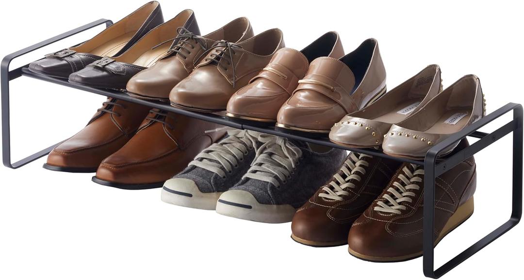 YAMAZAKI Home Frame Adjustable Shoe Rack - Spacesaving Storage Solution, 7" - Steel - Holds Up to 4 Pairs of Shoes Per Shelf