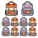 Lati 24PCS Birthday Party Favors Goodie Bags - Cartoon Style Durable Plastics Gift with Handles for Candy Treats,Events (Classroom Bags, Large)