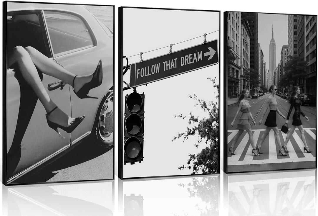 Black and White Fashion Woman Wall Art Modern Feminist Painting Picture Wall Decor Trendy Chic Luxury Retro Glamour Poster Print Artwork for Bedroom Living Room Apartment Home Decoration (beatles)