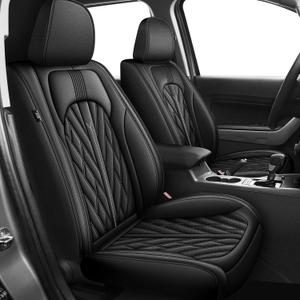 AOMSAZTO Ford Ranger Seat Covers:Front Row Seats Fit 2019 2020 2021 2022 2023 2024 2025 Ford Ranger Breathable Waterproof Leather Seat Protector(2 Seats, Black) 