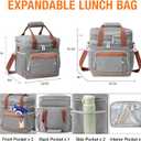 Beaulyn Lunch Box for Men - Expandable Double Deck Lunch Bag, Insulated & Leakproof Cooler Bag with Adjustable Shoulder Strap - Lunch Cooler Bag for Office Picnic Hiking Beach(Gray)