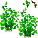 Hamiledyi 2 Pcs Large Aquarium Plants with 2 Pcs Small Artificial Seaweed Plants, 16 Inch High Artificial Plants Decoration, Fish Tank Decor Plastic Plants, Perfect for Aquarium Decor(Green)