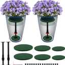 Axcoix 2 Pack Adjustable Height Plant Risers for Inside Pots, 12-21" Planter Inserts for Large Pots, Pot Fillers for Tall Square Round Taper Planters (6" 8" 10" Base or Top)