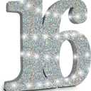 16th Birthday Decorations 30cm Silver Glitter Number 16 Sign Decorations,16th Centerpieces for Table,Number 16 Table Topper Decor