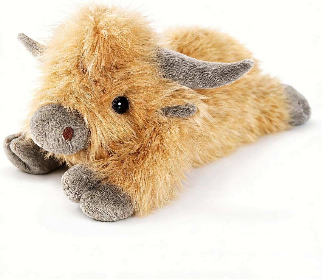 uoozii 20" | 4 Pounds Highland Cow Weighted Stuffed Animals with Unscented Microwavable Heating Pad, Cute Coolable Heatable Weighted Plush Warm Gift for Kids & Adults