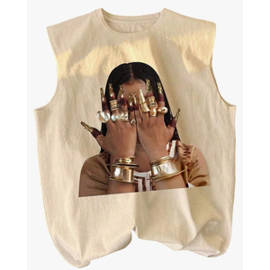 Summer Retro Graphic Tank Top Hippop Streetwear Y2K Tees
Graphic Oversized Tank Tops with Large Y2K Patern，Summer Vacation Outfits, Vintage Size L