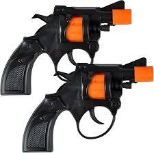 ArtCreativity Shot Cap Gun Revolver Toy for Kids, Set of 2, Cool Shooter Toys for Boys and Girls, KidSafe Revolver Toy Pistol for Active Fun, Great Accessory for Children 4 5 6 7+