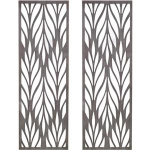 Madison Park Florian Wall Art - Carved Wooden Botanical Leaves Framed, Natural Sheen Finish - Modern Dcor for Living Room, Ready to Hang Bedroom Decoration, 12"W x 36"H x 1"D, Reclaimed Grey 2 Piece