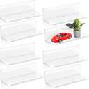 Maitys 8 Pcs Acrylic Floating Shelves 9 Inches Adhesive Wall Mounted Shelves No Drill Hanging Acrylic Wall Display for Living Room Bathroom Bedroom Kitchen Office(Clear)