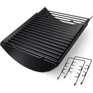 Hiorucet 15.5" - 26" Adjustable Ash Pan Drip Pan for Chargriller 5050 5650 2121 5072 3001 2828 2823 2123 1224 2929 2727 E1224 1224 5252 1324 Charcoal Grills, with 2pcs Grate Hangers Replacement Parts